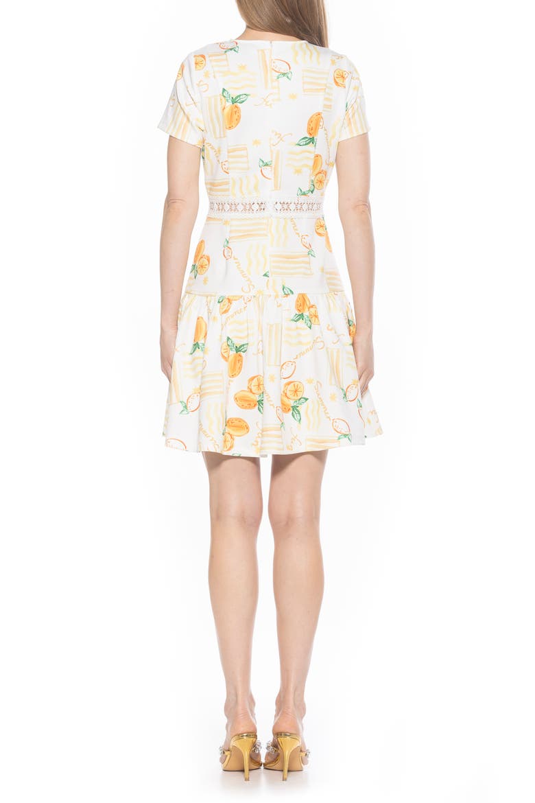 Alexa Lace Trim Fit & Flare Dress, Alternate, color, LEMONCELLO