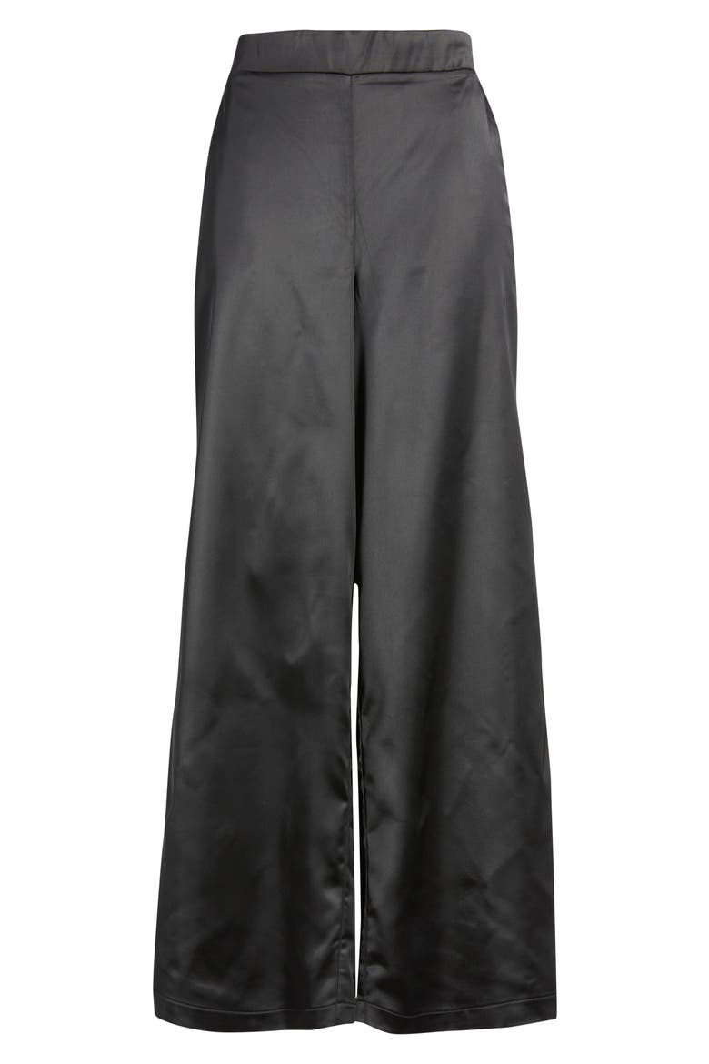 Sateen Wide Leg Pants, Alternate, color, BLACK
