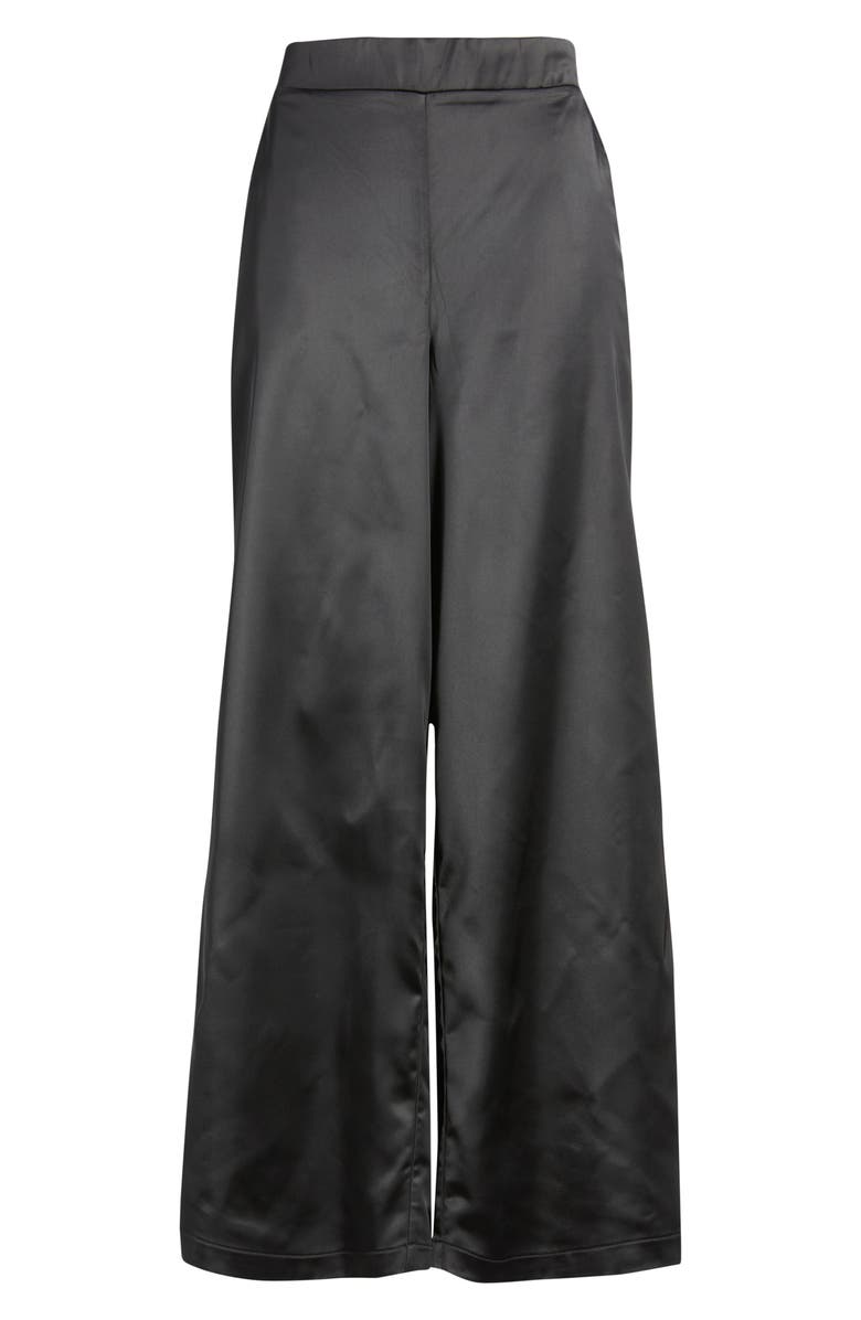 Hue Sateen Wide Leg Pants, Alternate, color, Black