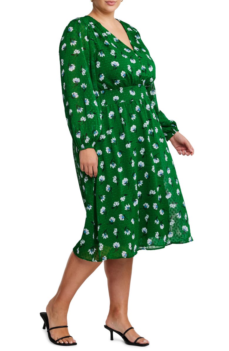 Estelle Wispy Smocked Floral Long Sleeve Midi Dress, Alternate, color,