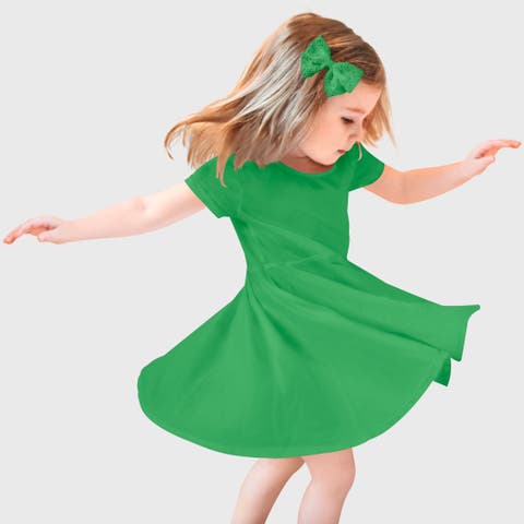 Girls Jersey Short SleeveTwirly Skater Dress (Toddler/Kids)