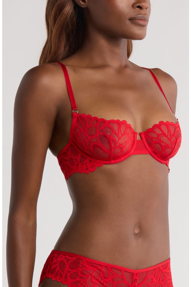 Savage Not Sorry Unlined Lace Balconette Bra, Alternate, color, TIMELESS RED