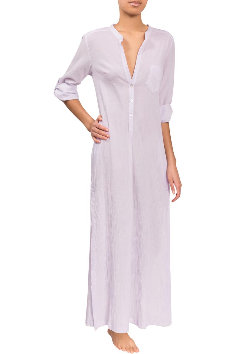Plunge V-Neck Cotton Caftan, Main, color, LAVENDER