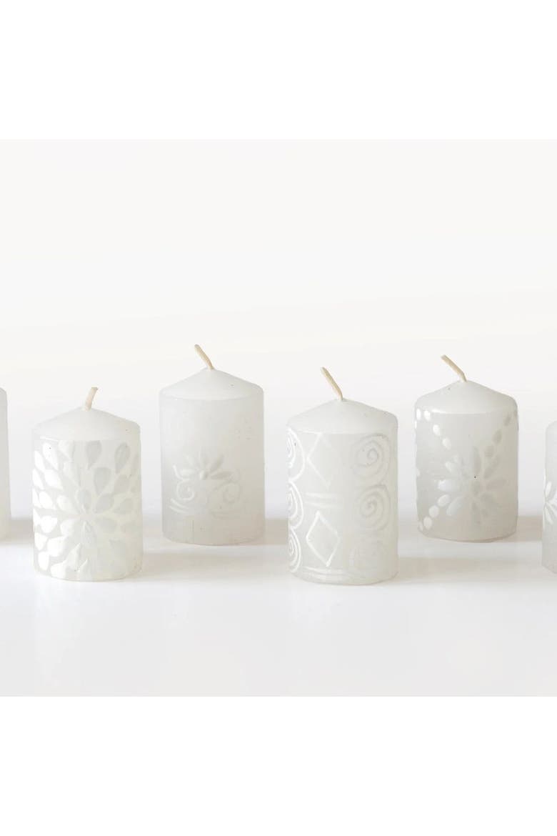 White on White Painted Voltive Candles - Set of 6, Main, color, White On White - 2"