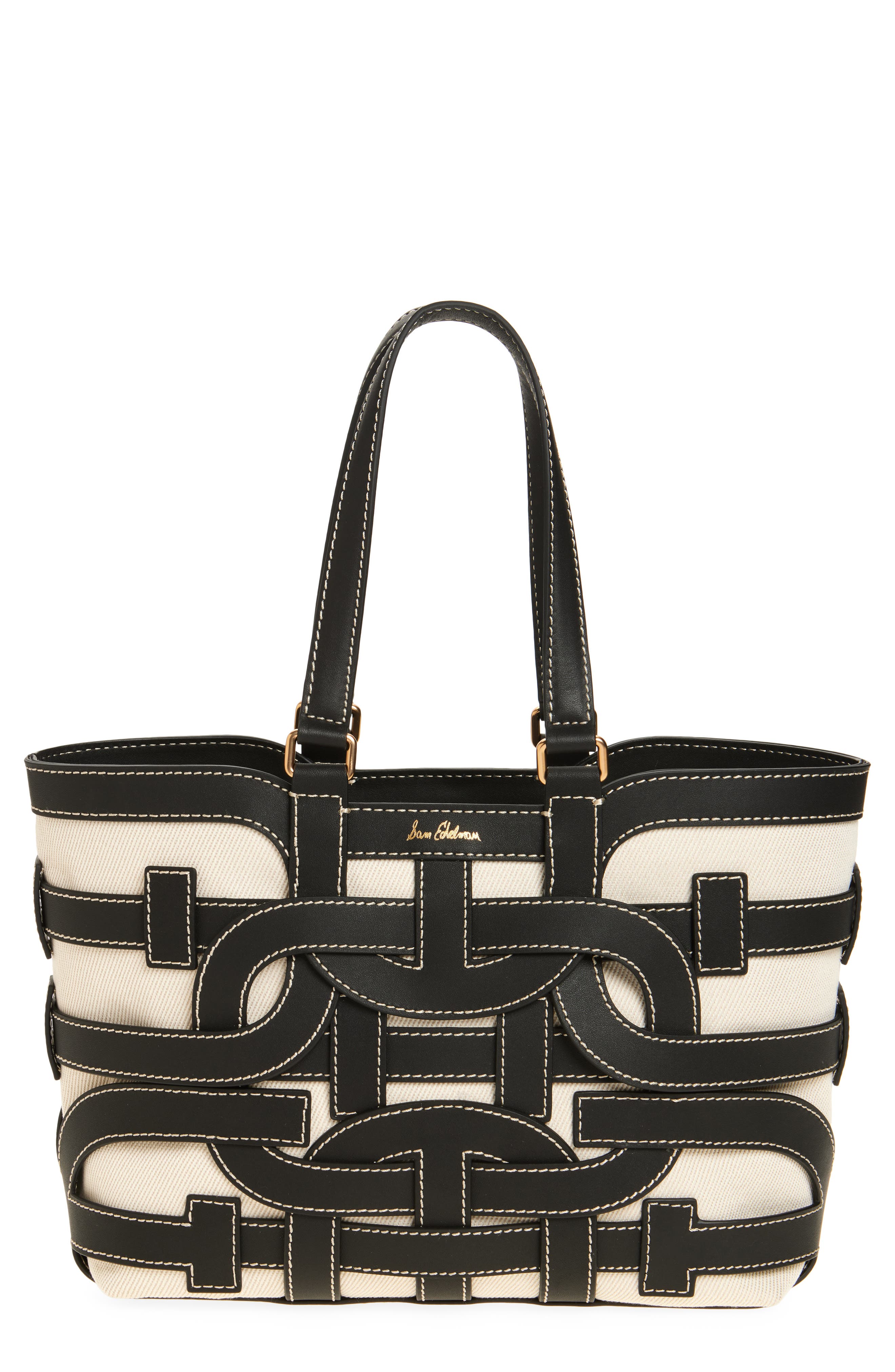 Sam Edelman Small Bay Leather Tote, Main, color, Black