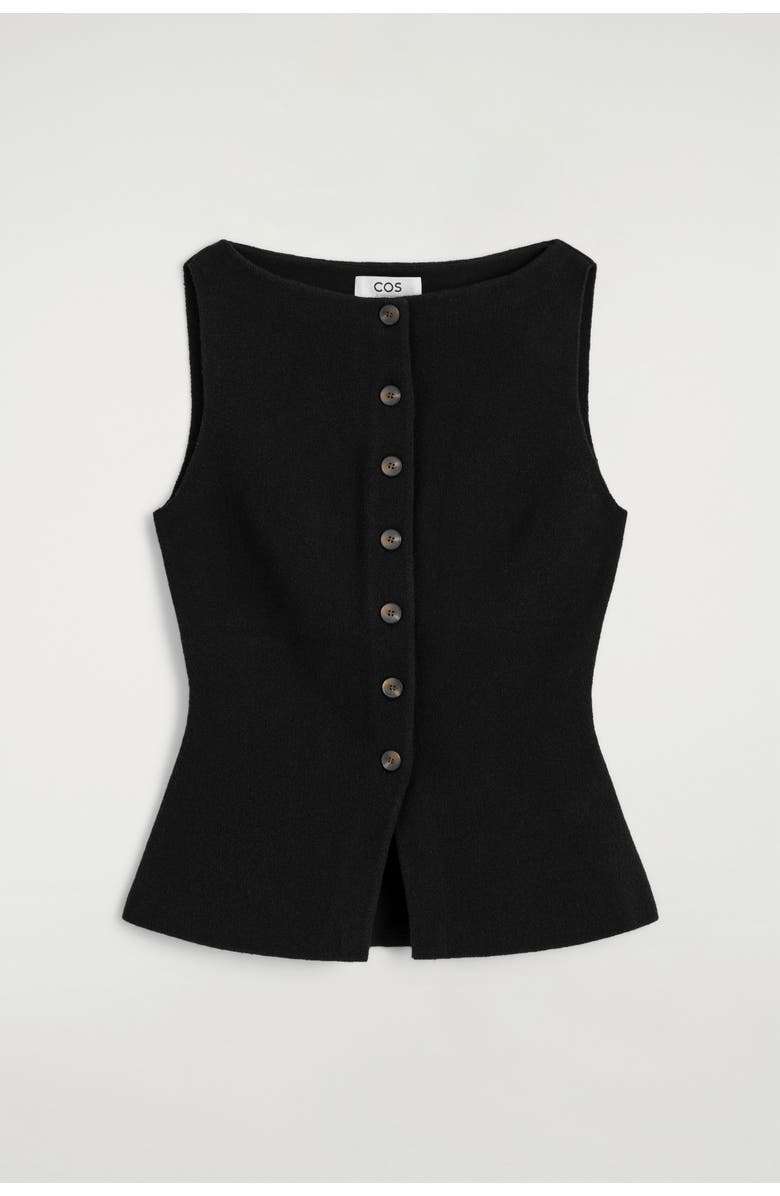 COS Cotton-Blend Crepe Vest, Alternate, color, Black