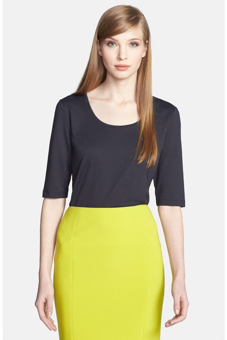Scoop Neck Stretch Jersey Top, Main, color, BLK