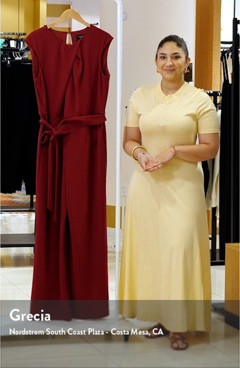 Cross Neck Tie Waist Sleeveless Jumpsuit, sales video thumbnail