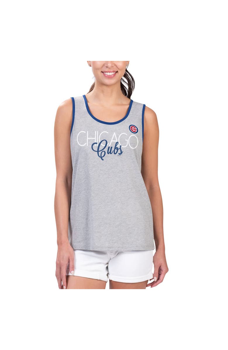 G-III 4HER BY CARL BANKS Women's G-III 4Her by Carl Banks Gray Chicago Cubs Fastest Lap Tank Top, Alternate, color, 