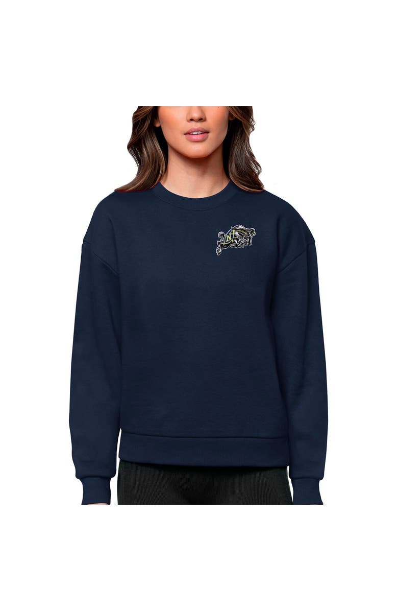 ANTIGUA Women's Antigua Navy Navy Midshipmen Logo Victory Crewneck Pullover Sweatshirt, Main, color, 
