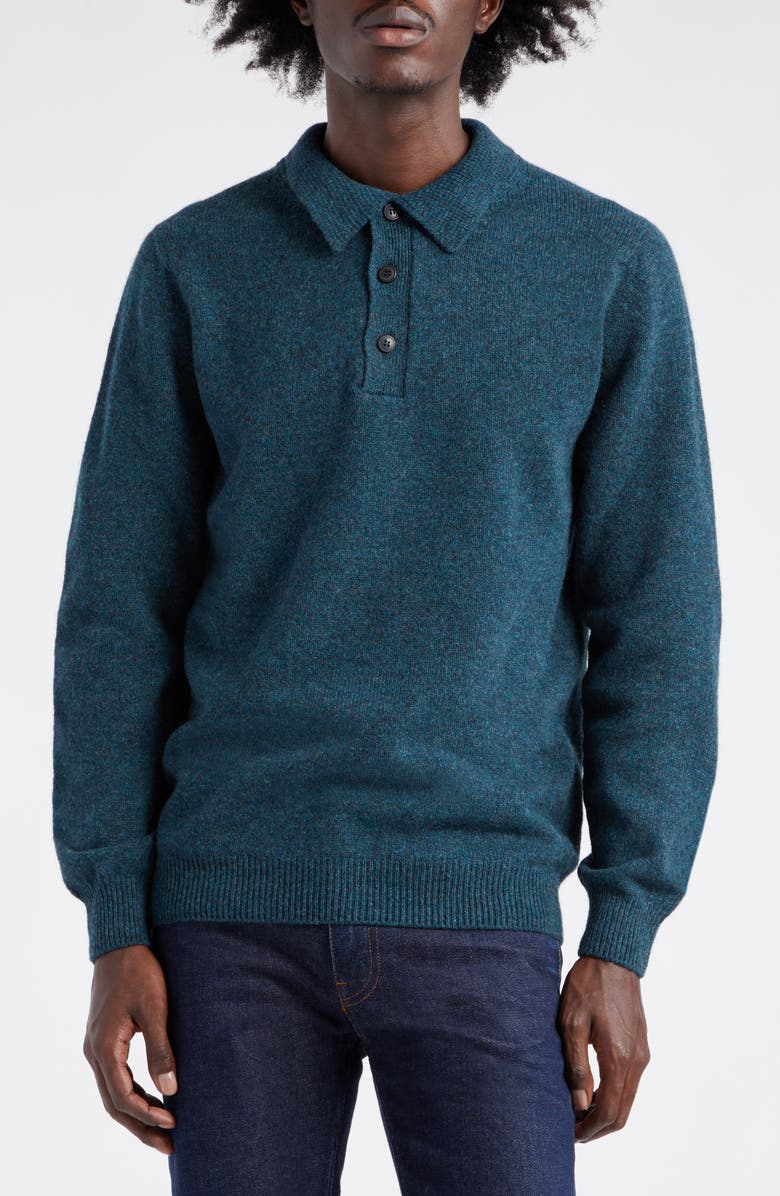 Sunspel Lambswool Polo Sweater, Main, color, 