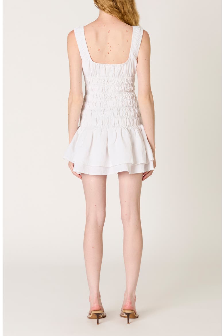 Lirio Smock Bodice Linen Blend Minidress, Alternate, color, WHITE