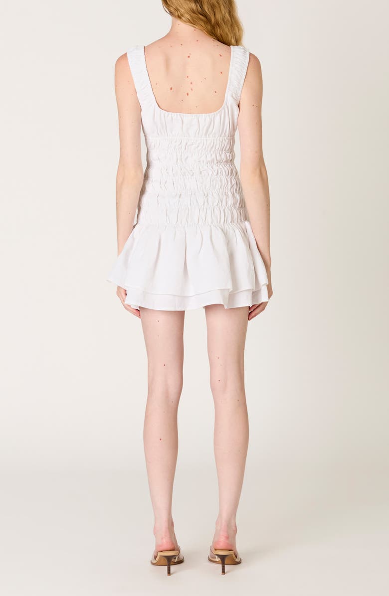Nia Lirio Smock Bodice Linen Blend Minidress, Alternate, color, White