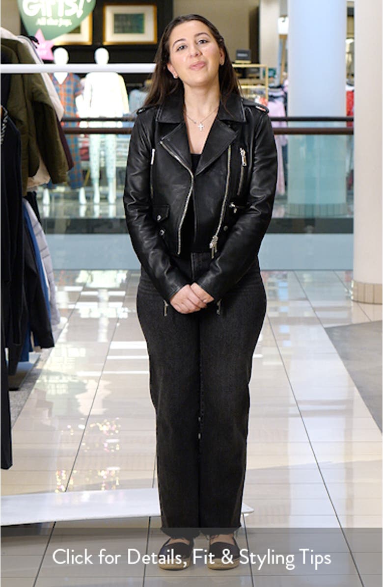 Blakely Crop Leather Biker Jacket, sales video thumbnail