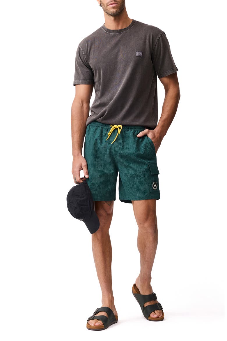 Winterton River Seersucker Swim Trunks, Alternate, color, TEAL