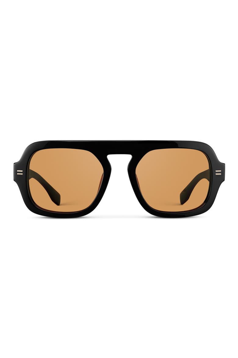 Naomi - 52mm Oversized Aviator Polarized Sunglasses, Main, color, Black
