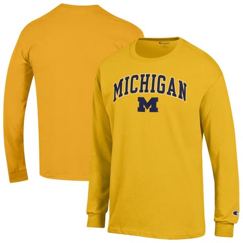 Men's Champion  Maize Michigan Wolverines Arch Over Logo Long Sleeve T-Shirt