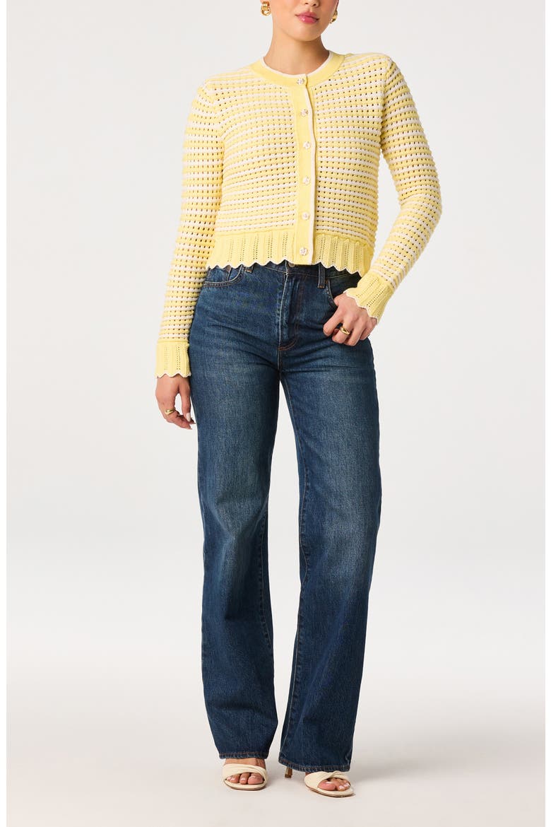 Karly Open Stitch Cardigan, Main, color, OFF WHITE YELLOW