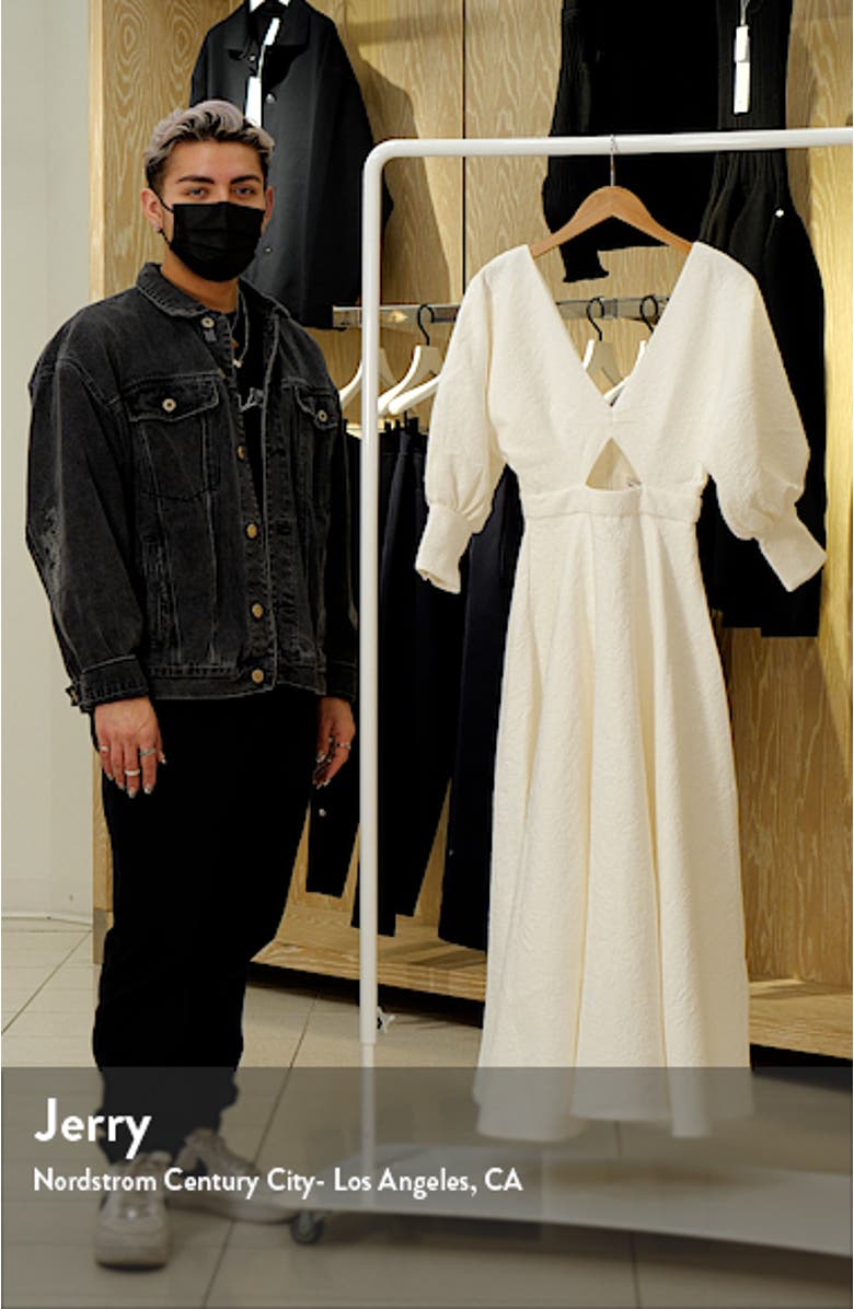 Textured Blouson Sleeve Midi Dress, sales video thumbnail