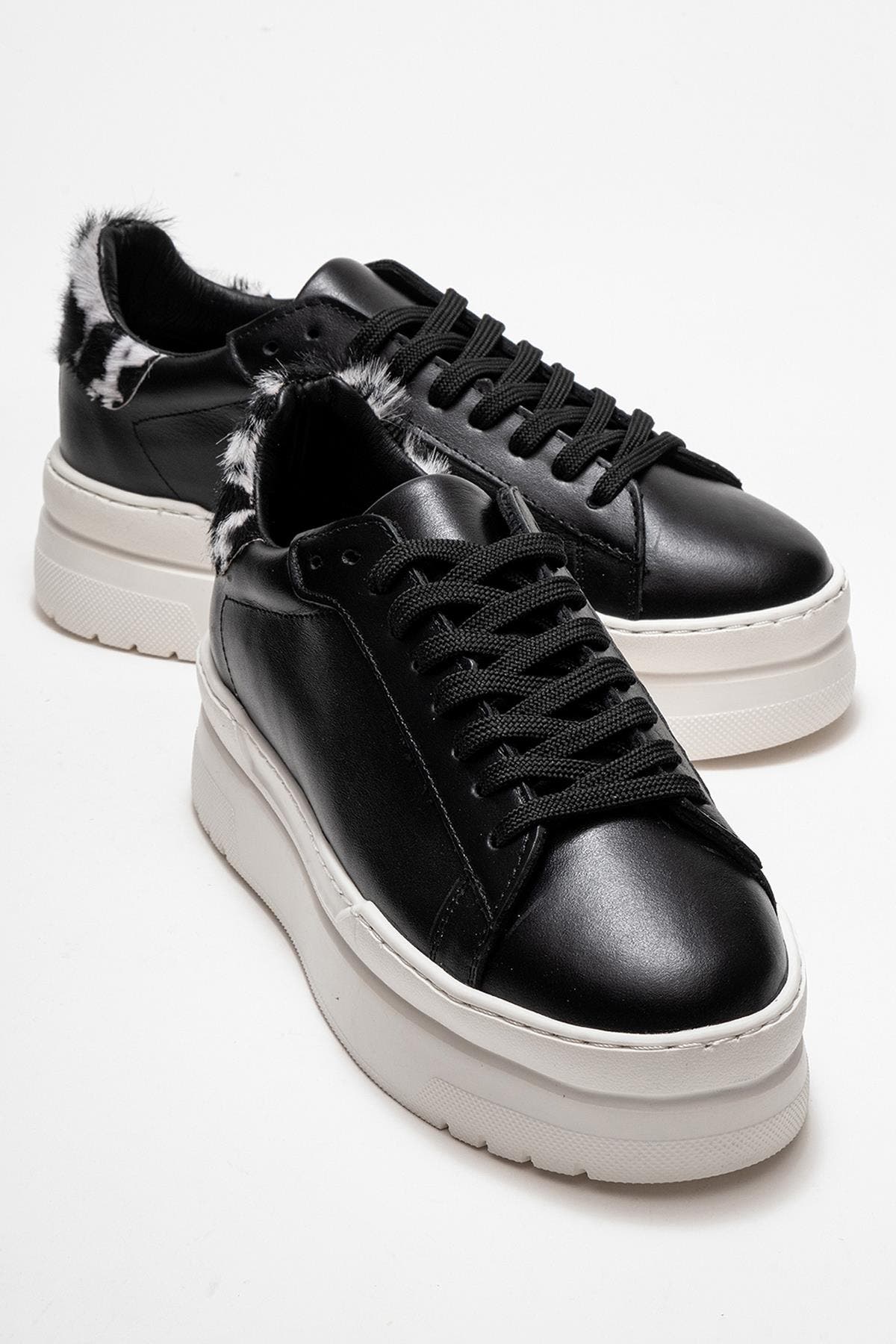 Forever & Always Shoes Anabel Leather Platform Sneakers, Alternate, color, Black Leather