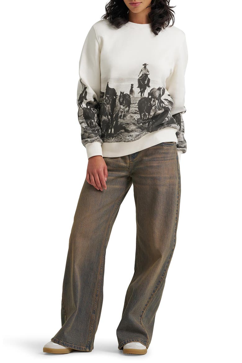 Graphic Crewneck Sweatshirt, Alternate, color, EGRET