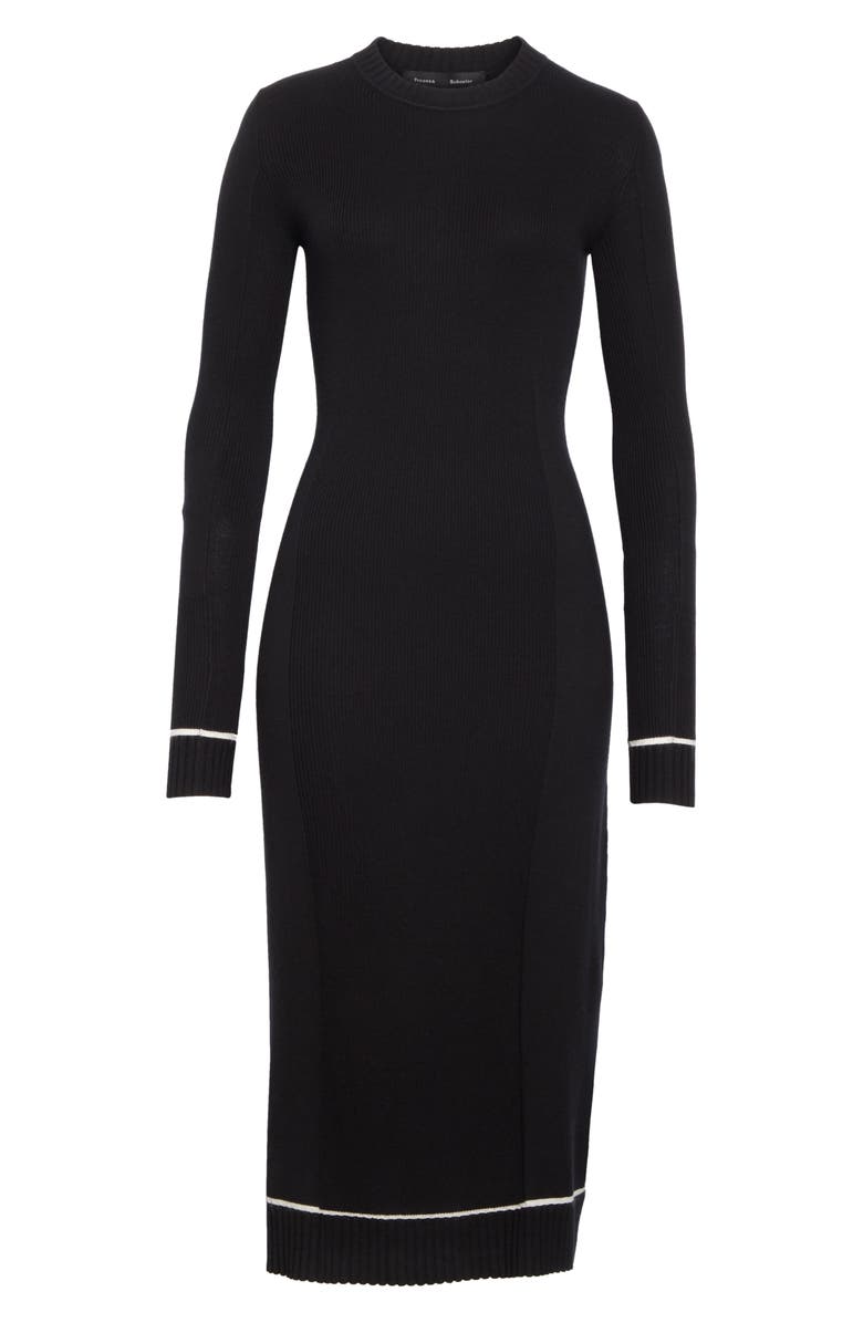 Proenza Schouler Contrast Trim Wool Blend Midi Sweater Dress, Alternate, color, 