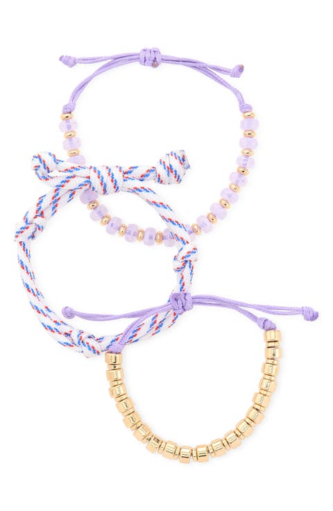 3-Pack Beaded Paracord Slider Bracelets