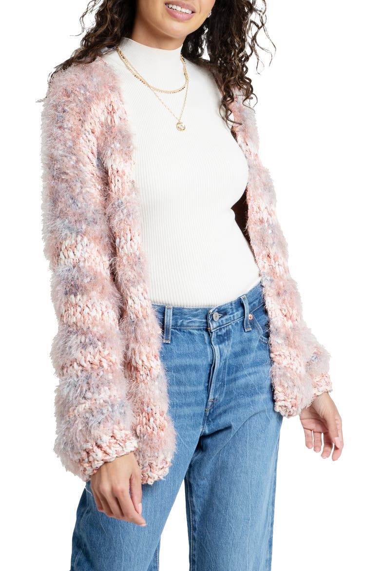 Lurex Eyelash Stripe Cardigan, Main, color, BLUSH