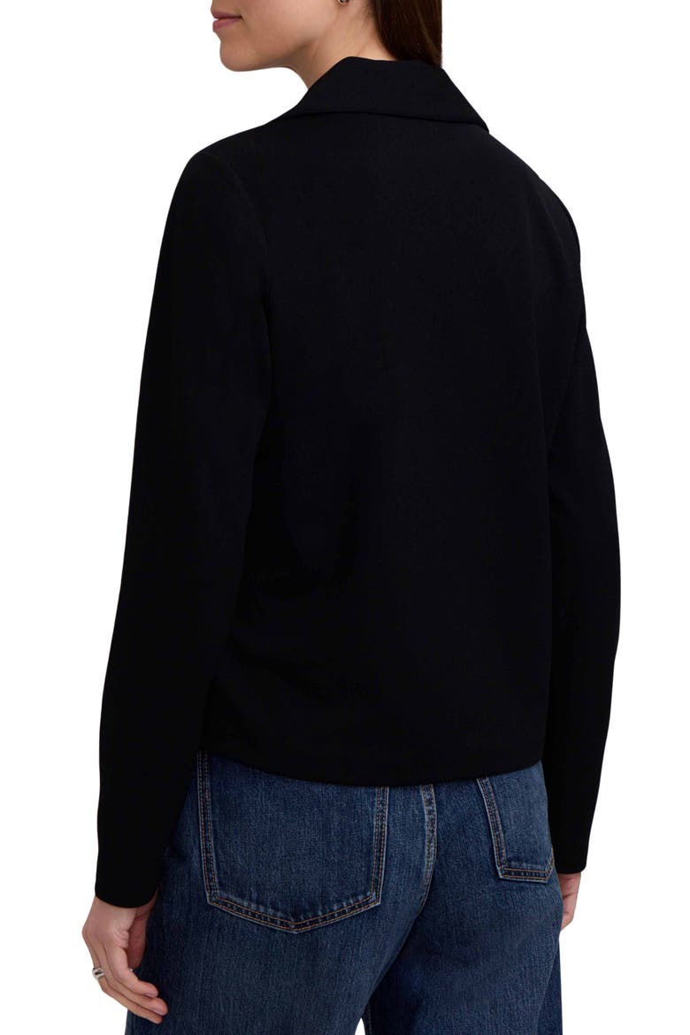 Talia Crepe Knit Long Sleeve Polo, Alternate, color, BLACK