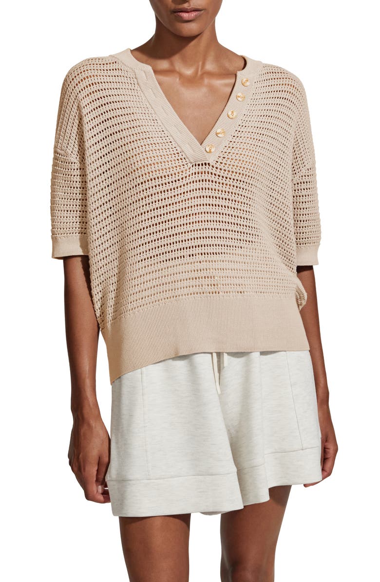 Varley Callie Sheer Knit Cotton Top, Main, color, Moonlight