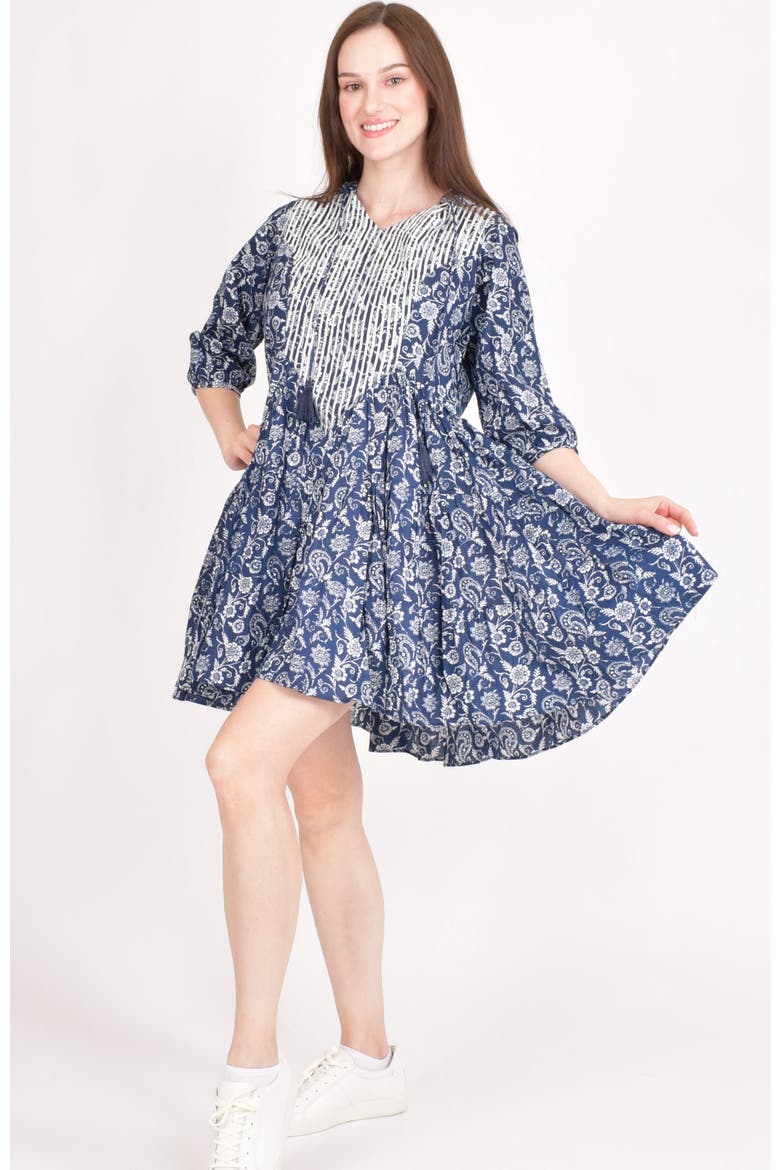 Harper Embroidered Hooded Mini Dress, Alternate, color, Blue
