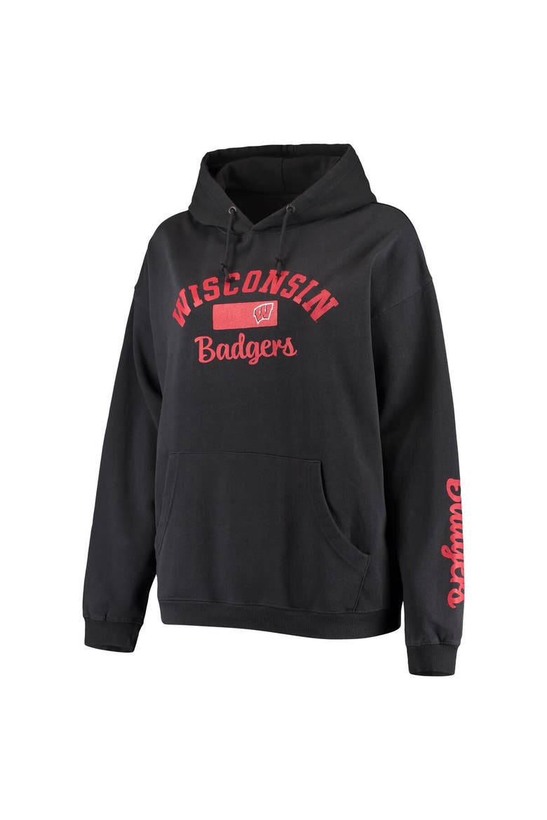 Women's Pressbox Black Wisconsin Badgers Rock n Roll Super Oversized Pullover Hoodie, Alternate, color, Black