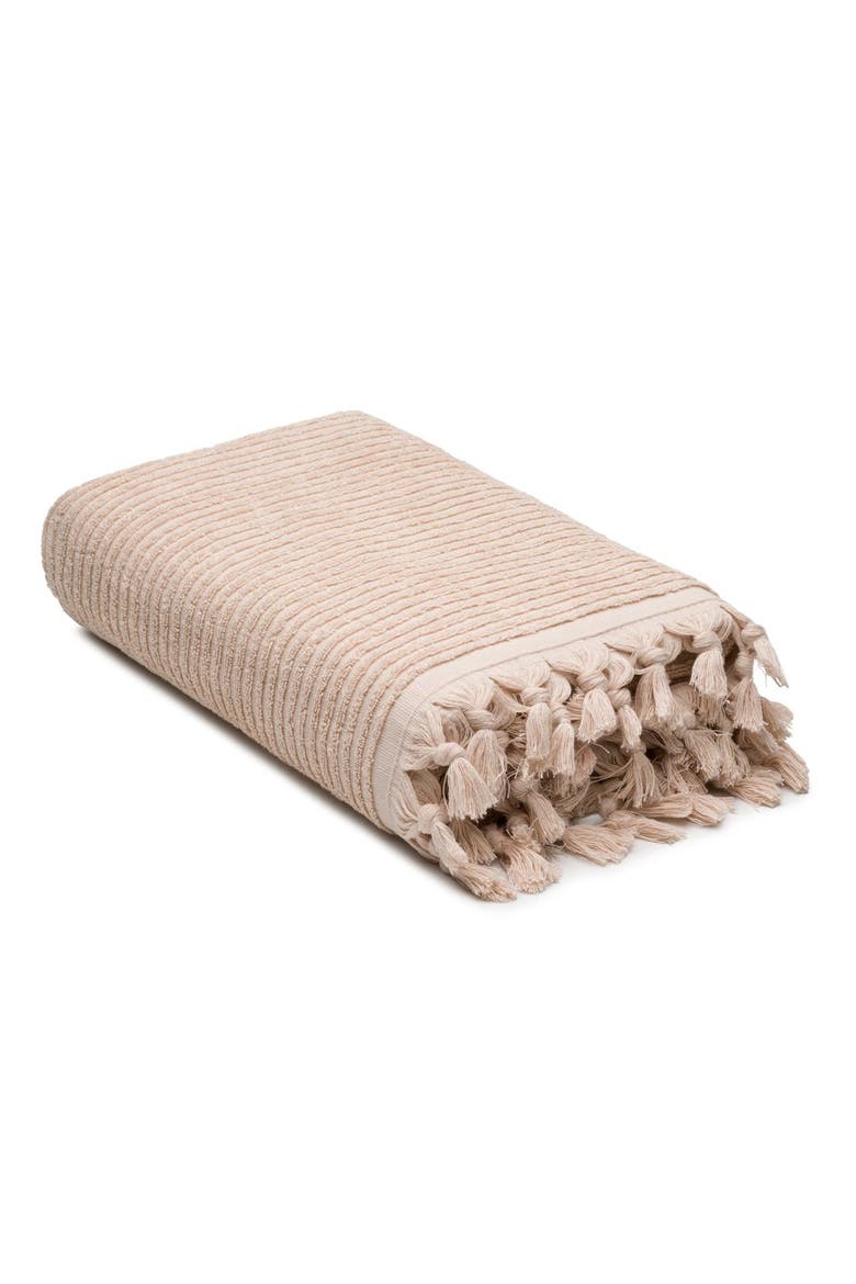 Ribbed Loom Turkish Cotton Terry Bath Towel, Main, color, Sand