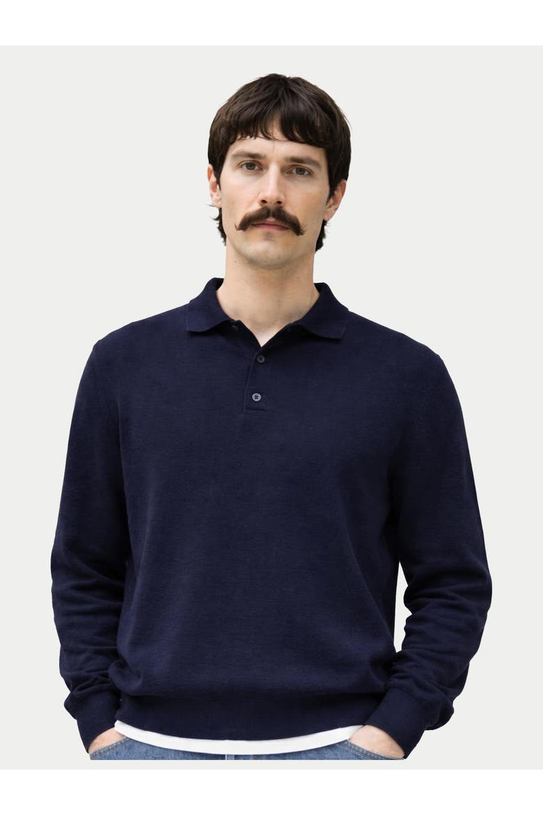 Timeless Cashmere Polo Sweater, Alternate, color, navy blazer