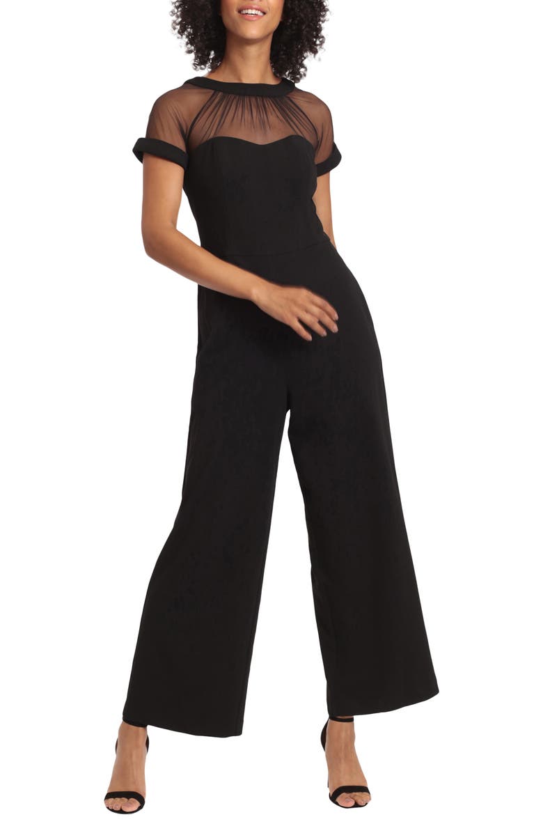 Maggy London Illusion Yoke Wide Leg Jumpsuit, Alternate, color,