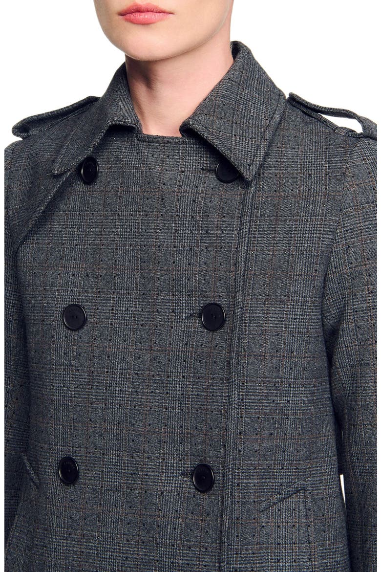 Rhinestone trench coat, Alternate, color, Grey / brown