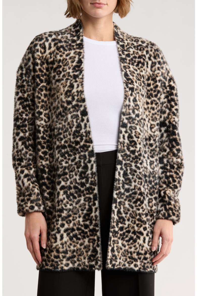 Layla Faux Fur Cardigan, Main, color, LEOPARD
