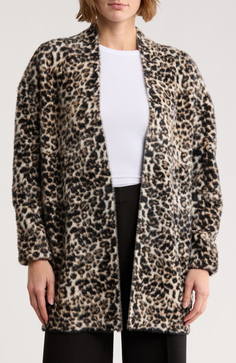 Love Token Layla Faux Fur Cardigan, Main, color, Leopard