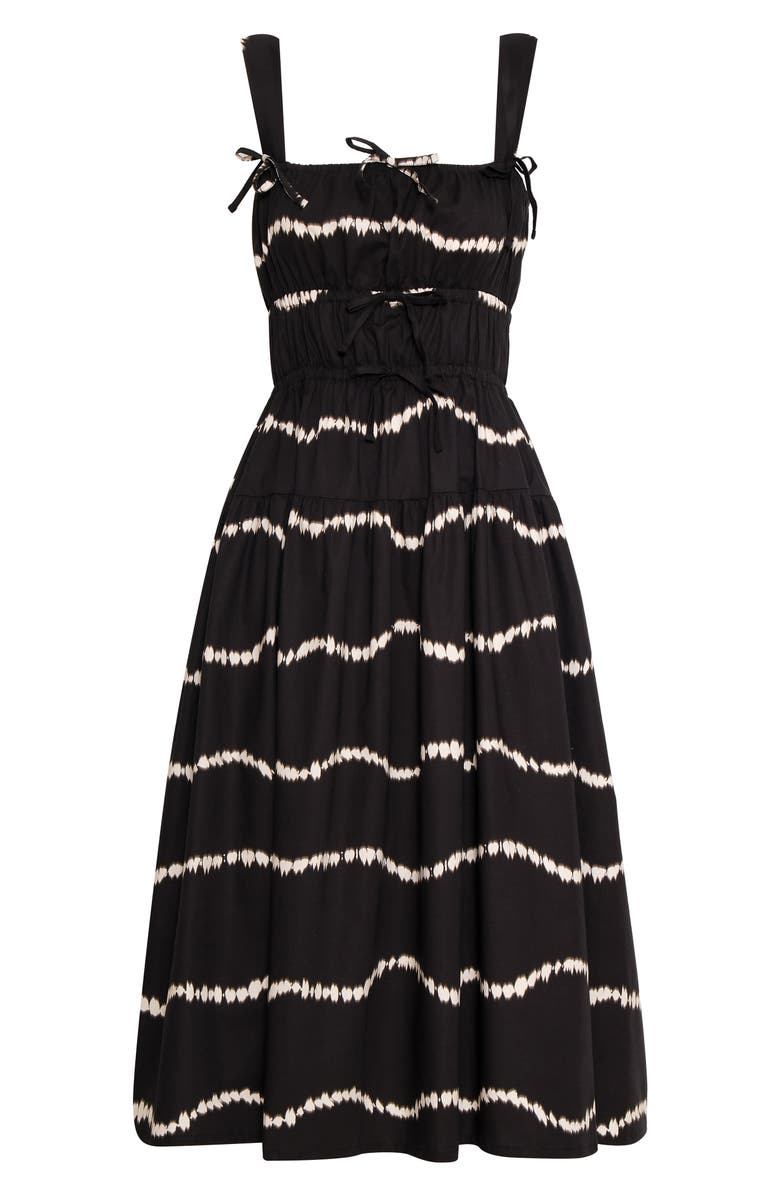 The Lulo Project Bahia Tie Sleeveless Midi Dress, Alternate, color, Black Waves