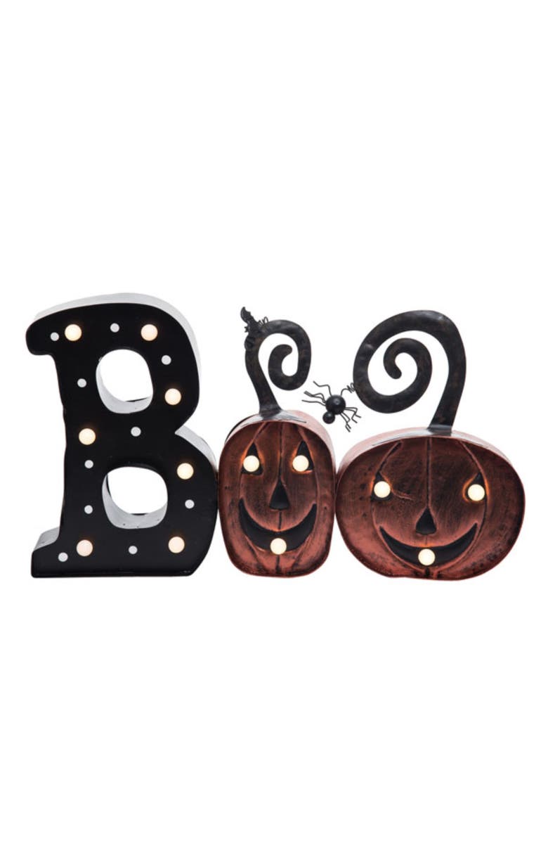 Transpac Metal Light Up Boo Sign Freestanding Halloween Decor Gift, Main, color, Black