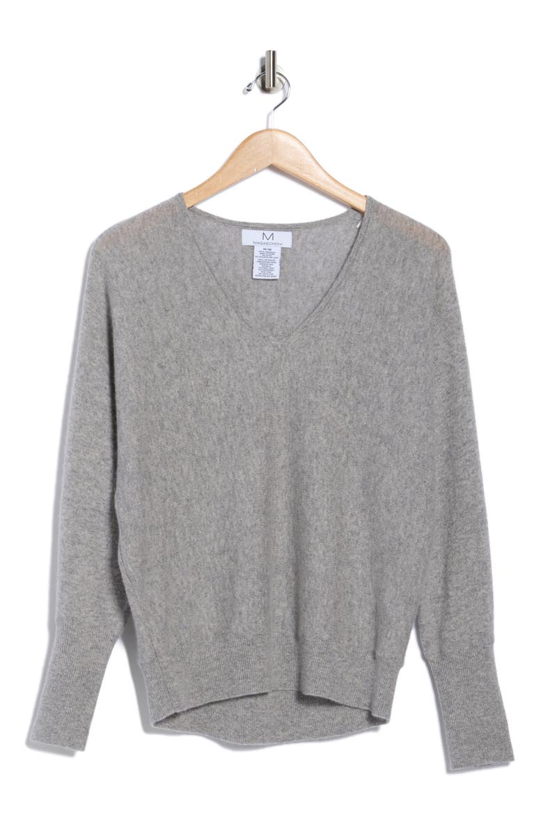 Cashmere V-Neck Dolman Sweater, Alternate, color, FLANNEL