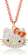 Hello Kitty Pave Pendant Necklace with Neon Pink Chain, 16"+3"