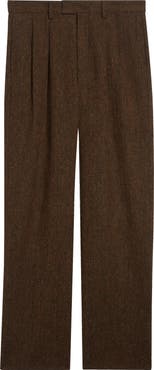 Noah Double Pleat Wool Herringbone Pants