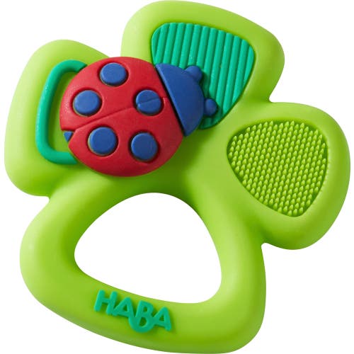 Haba Lucky Shamrock Silicone Teething Toy In Green