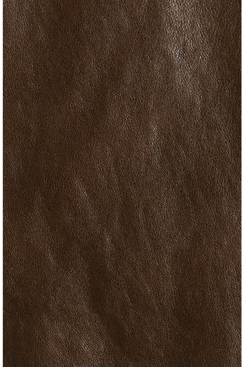 Unisex Detachable Genuine Shearling Collar Leather Bomber Jacket, Alternate, color, BROWN