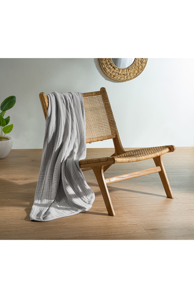 Bearaby Organic Cotton Muslin Cocoon Throw Blanket, Alternate, color, Moonstone Grey