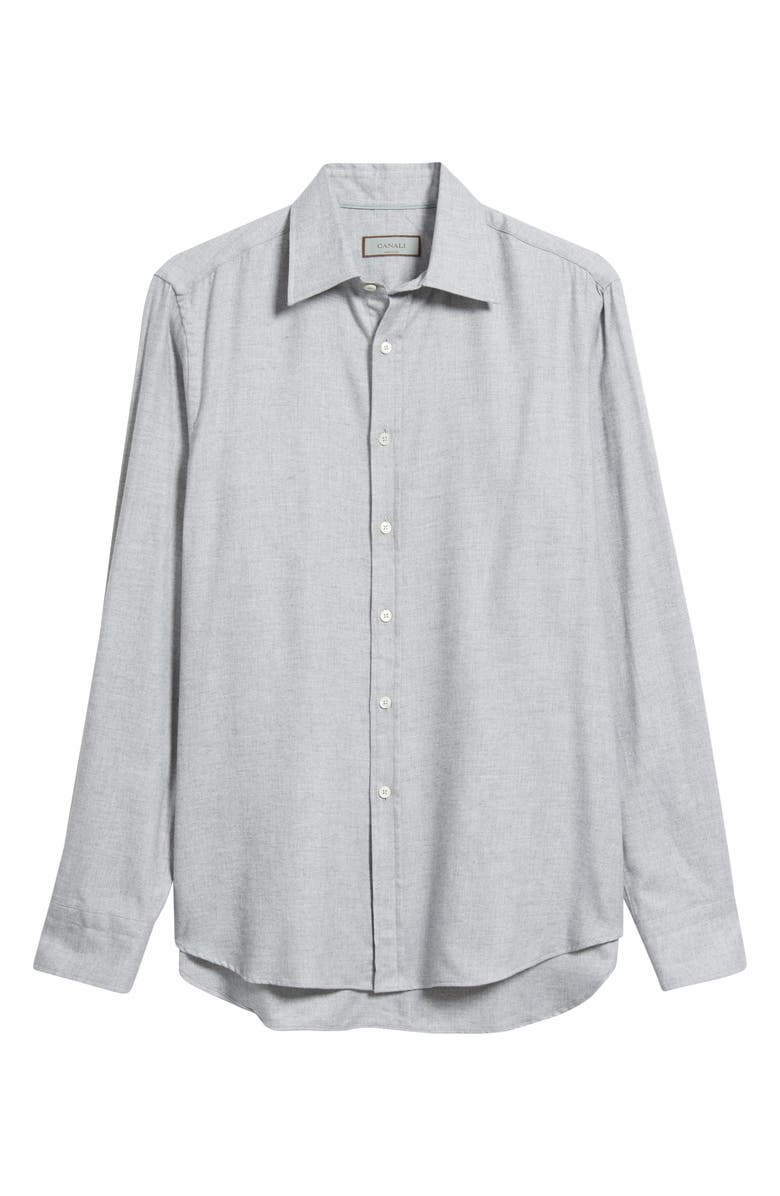 Canali Chevron Regular Fit Dress Shirt, Alternate, color, Light Grey
