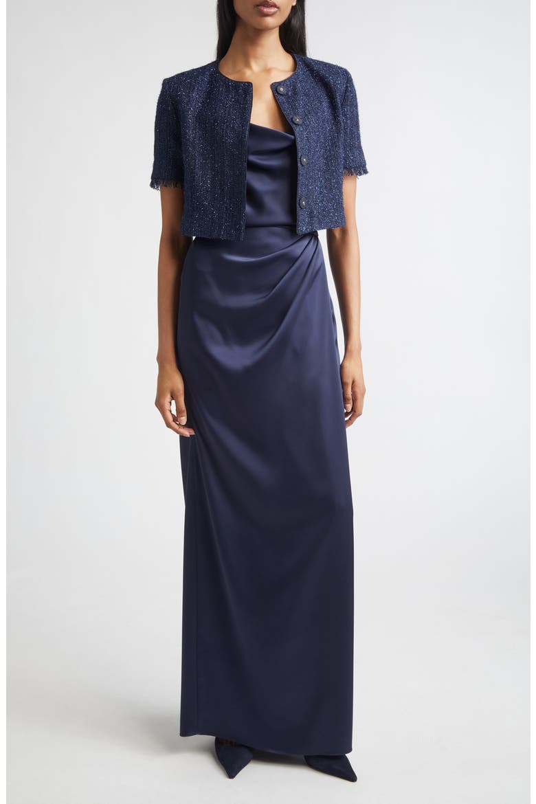 Penelope Liquid Satin Evening Skirt, Alternate, color, MIDNIGHT