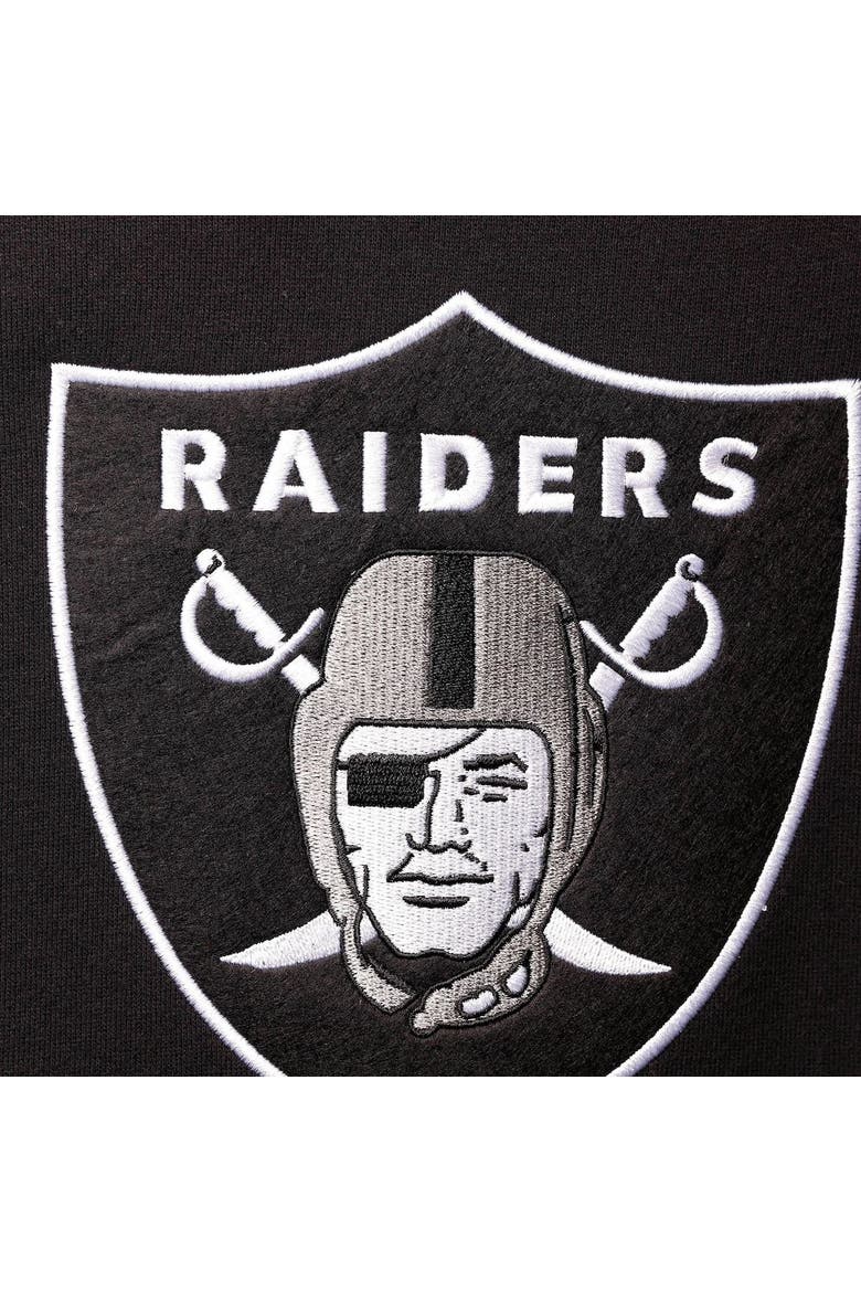 Men's Mitchell & Ness Black Las Vegas Raiders Home Advantage Raglan Short Sleeve Pullover Hoodie, Alternate, color, Black
