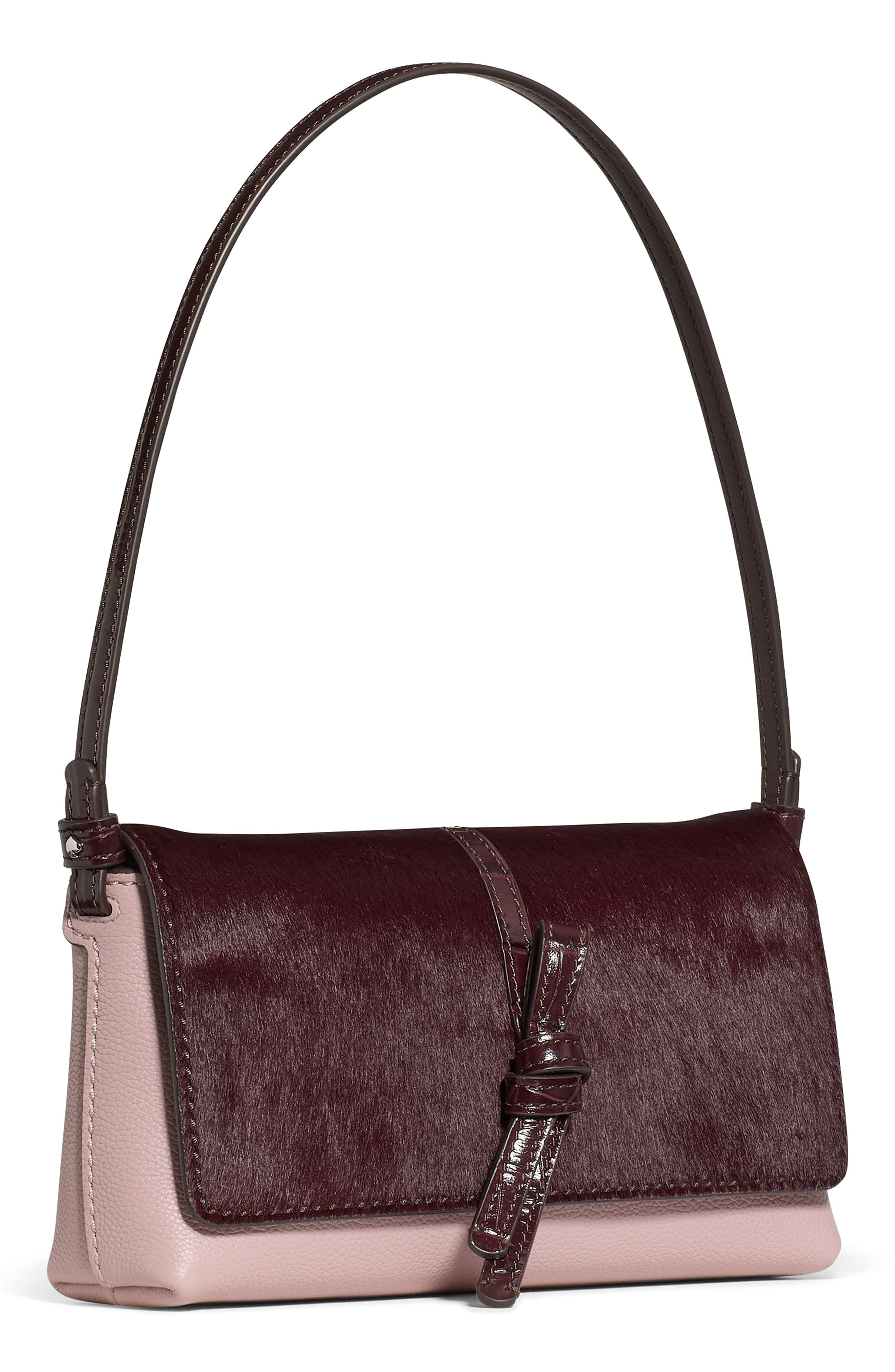 Loop Calf Hair Mixed Material Shoulder Bag, Alternate, color, BLACKBERRY JAM MULTI